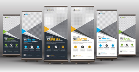 Creative Unique Corporate Roll Up Banner Template Design for Business, Office, Company, Ads, Marketing, and Multipurpose Use with Dark and Light Color Variations