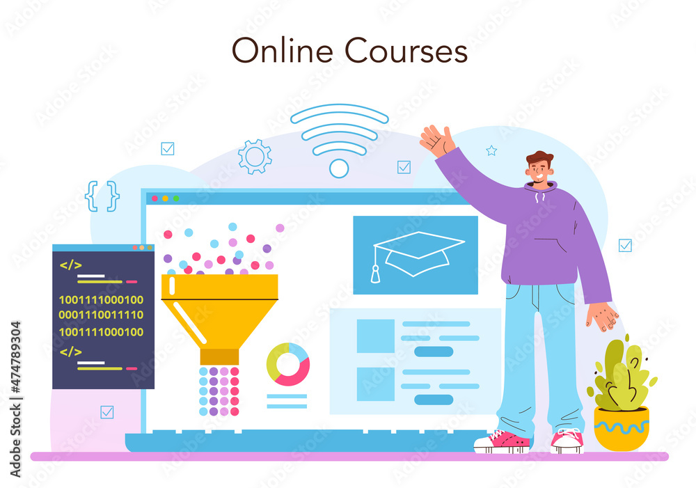 Poster big data analytics online service or platform. big data from different