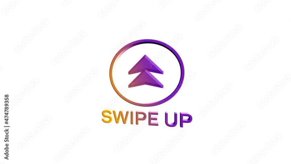 Poster 3d Swipe up, arrow up buttons colorful gradient. Application and social network icons, swipe up for advertising. Social media scroll arrows. 4K video animation with alpha channel