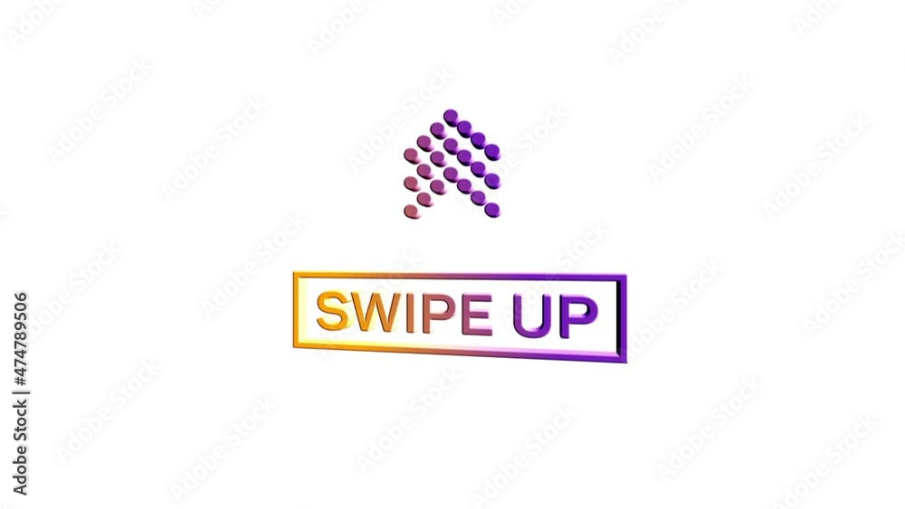 Poster 3d Swipe up, arrow up buttons colorful gradient. Application and social network icons, swipe up for advertising. Social media scroll arrows. 4K video animation with alpha channel