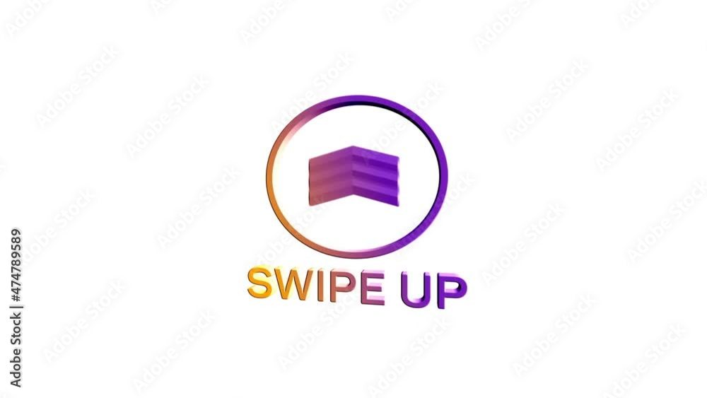 Poster 3d Swipe up, arrow up buttons colorful gradient. Application and social network icons, swipe up for advertising. Social media scroll arrows. 4K video animation with alpha channel