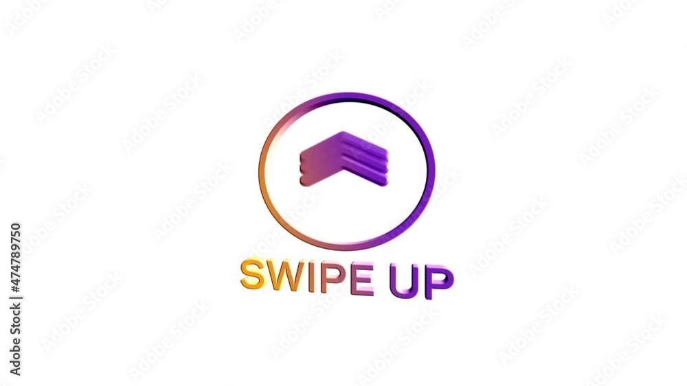Poster 3d Swipe up, arrow up buttons colorful gradient. Application and social network icons, swipe up for advertising. Social media scroll arrows. 4K video animation with alpha channel