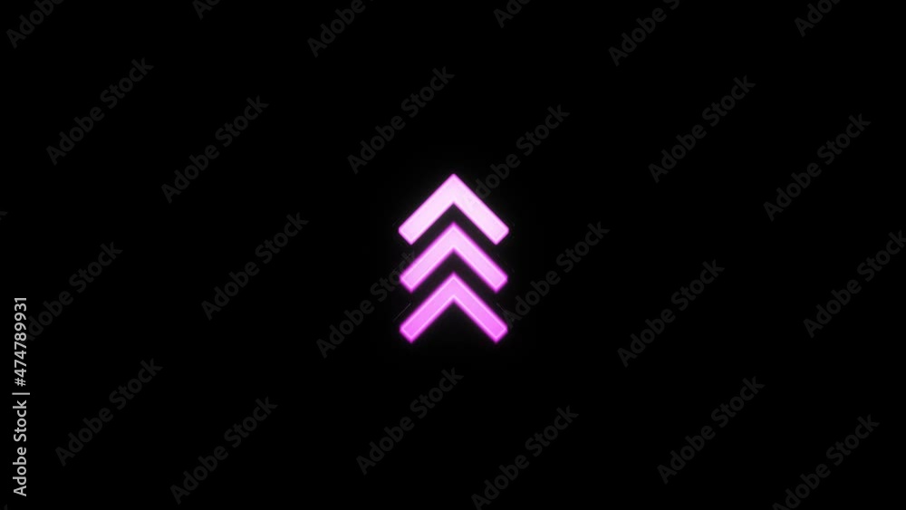 Aufkleber Swipe up neon icon. Scroll arrow up drag button up social media interface action icon. Motion graphic. Swipe up animation footage.