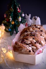 coffee marble bread with christmas decorations