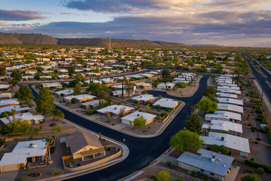 Green Valley Arizona, retirement community near Tucson, aerial photo.