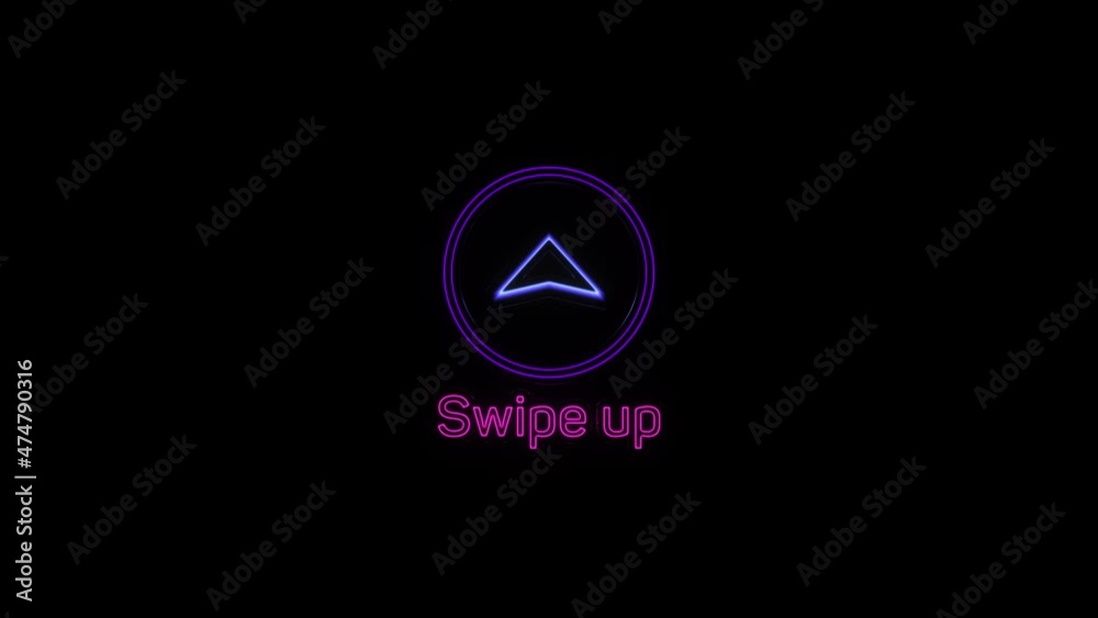 Aufkleber Swipe up neon icon. Scroll arrow up drag button up social media interface action icon. Motion graphic. Swipe up animation footage.