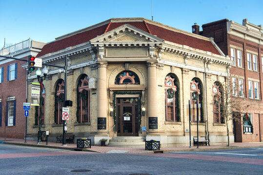 architecture of historic downtown Charles Town City Hall, West Virginia.