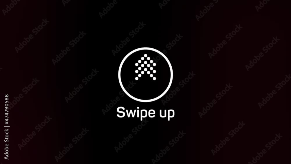 Poster Glitch Swipe up animation button. Application and social network icons, swipe up for advertising. Social media scroll arrows. 4K video animation with alpha channel