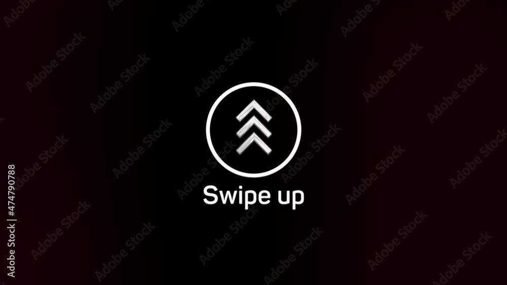 Poster Glitch Swipe up animation button. Application and social network icons, swipe up for advertising. Social media scroll arrows. 4K video animation with alpha channel