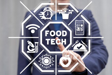 Food Tech Concept. Innovative Food Technology. Smart Modern Buy, Cooking and Delivery Healthy Meal.