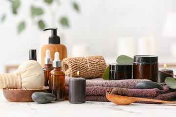 Spa set on light background