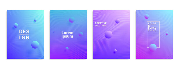 Minimal covers set. Vector halftone gradients. Geometric future template for flyer, poster, brochure and invitation. Minimalistic colorful cover. Set of EPS 10 illustration.