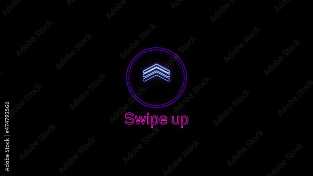 Aufkleber Swipe up neon icon. Scroll arrow up drag button up social media interface action icon. Motion graphic. Swipe up animation footage.