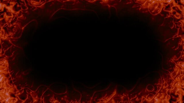 Seamlessly looping red horror tentacles vignette on black background. Animated frame overlay. Black backdrop can be removed with "Screen" blending mode.