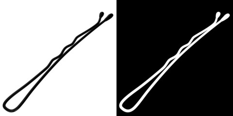 3D rendering illustration of a black metal hairpin