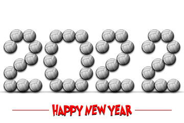 Happy New Year. 2021 numbers made from volleyball balls. Design pattern for greeting card, banner, poster, flyer, party invitation, calendar. Vector illustration