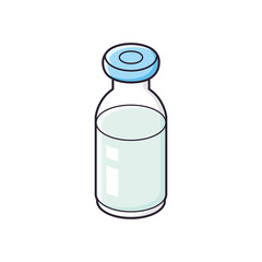 Medical vaccine vial bottle isolated icon vector, COVID-19 virus or flu infection epidemic vaccination.