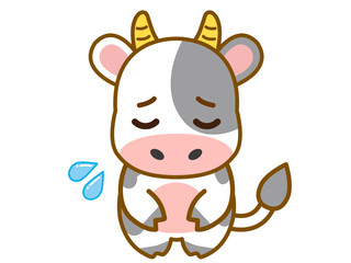 落ち込む牛のイラスト素材＿ベクター