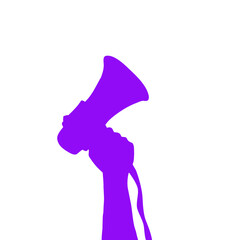 silueta de brazo y mano con megáfono o altavoz para decir mensaje o proclama 8M y otros