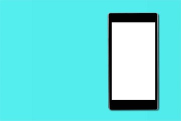 Modern smartphone with a blank screen on background. Social media.