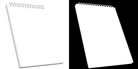 3D rendering illustration of a blank notebook