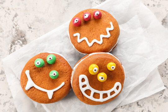 Funny cookies on grunge background