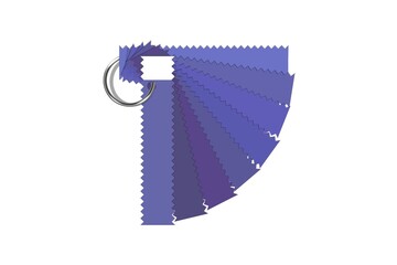 Very Peri colors, color of the year 2022, monochromatic fanned trendy colour palette, hue, saturation and lightness sample swatch book guide, stock vector illustration clip art