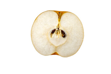 Isolated Asiatic pear or nashi pear (Pyrus pyrifolia) on white background.

