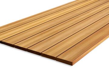 Obraz na płótnie Canvas Exterior wooden decking or flooring on the terrace, Wood parquet flooring. exterior wooden decking or flooring isolated on white background