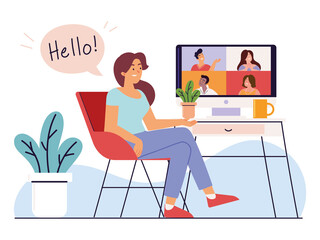 woman talking to team