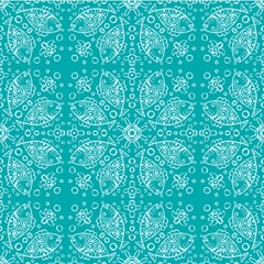 Fototapeta premium Seamless pattern mandala with sea animals