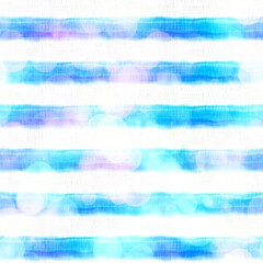 Seamless seventies tie dye stripe bokeh texture. Hippie summer wavy striped repeat background with ink dyed effect.