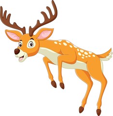 Cartoon funny deer posing on white background