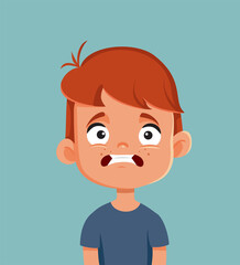 Little Boy Looking Scared Vector Cartoon