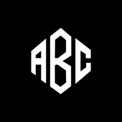 ABC letter logo design with polygon shape. ABC polygon and cube shape logo design. ABC hexagon vector logo template white and black colors. ABC monogram, business and real estate logo.