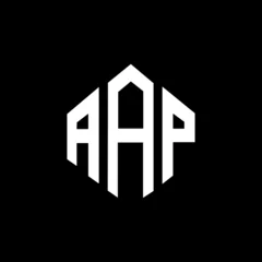 Fotobehang AAP letter logo design with polygon shape. AAP polygon and cube shape logo design. AAP hexagon vector logo template white and black colors. AAP monogram, business and real estate logo. © mamun25g