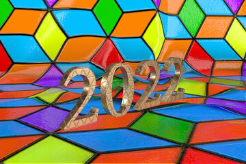 Happy new year 2022 poster. 3d illustration 3d rendering. year 2022 poster. 2022 post. new year background.