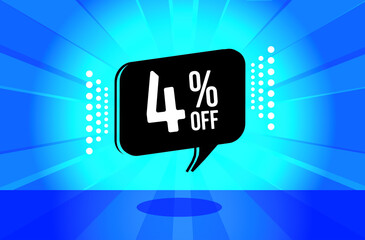 4 percent discount. blue banner with floating balloon for promotions and offers. Vector Illustration.