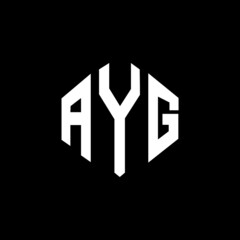 AYG letter logo design with polygon shape. AYG polygon and cube shape logo design. AYG hexagon vector logo template white and black colors. AYG monogram, business and real estate logo.