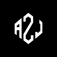 AZJ letter logo design with polygon shape. AZJ polygon and cube shape logo design. AZJ hexagon vector logo template white and black colors. AZJ monogram, business and real estate logo.