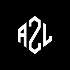 AZL letter logo design with polygon shape. AZL polygon and cube shape logo design. AZL hexagon vector logo template white and black colors. AZL monogram, business and real estate logo.