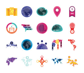 icons infographic global world