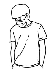Obraz premium black and white of man cartoon for coloring