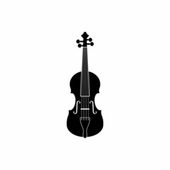 violin cello fiddle contrabass silhouette icon vector © Hamz2001