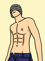 Fototapeta premium cute man cartoon on yellow background