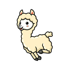 Cute little alpaca cartoon running