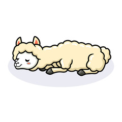 Cute little alpaca cartoon sleeping