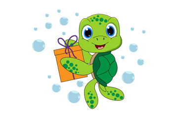 cute turtle animal cartoon graphic