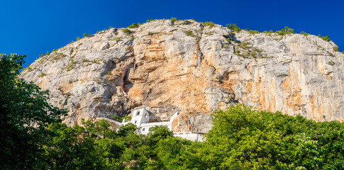 Ostrog Monastery,built into the cliff face of Ostroška Greda, Montenegro,Eastern Europe.