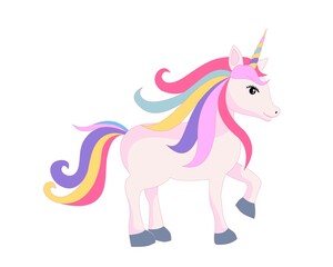 Naklejka na ściany i meble Beautiful unicorn animation with rainbow color